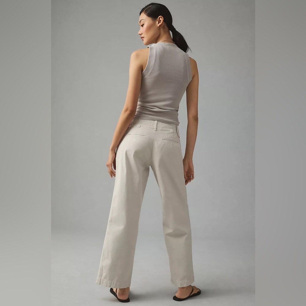 Maeve Pleated Wide-Leg Chino Trousers Size 0 Off-White/Blanc‎ - Picture 4 of 16